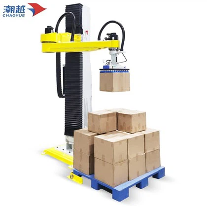 Automatische palletiseerder, geschikt voor twee verschillende producten, palletiseren van verschillende palletformaten